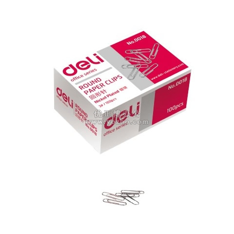 得力0018 3#回形針 100枚/盒