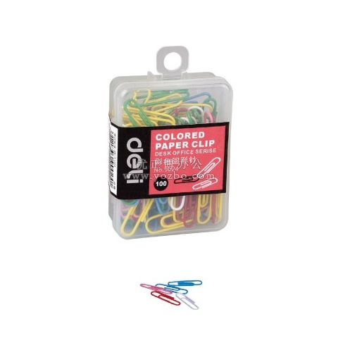 得力0024 彩色回形針 100枚/盒