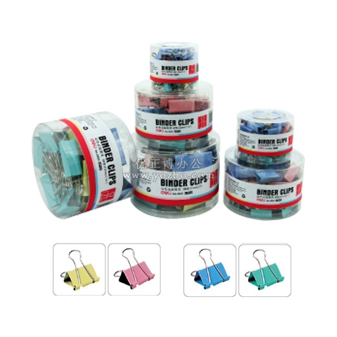 得力文具 筒裝彩色長尾票夾 規格15~51mm