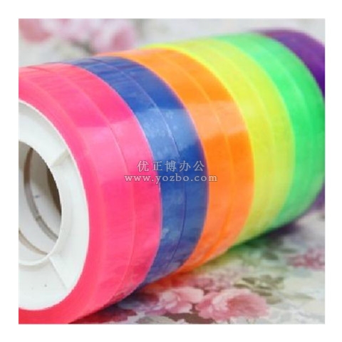 彩色透明文具膠帶 透明膠 8mm寬12卷裝