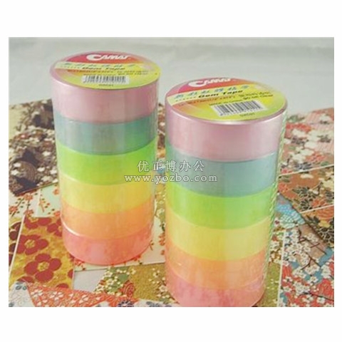 彩色透明文具膠帶 透明膠 12mm寬6卷裝