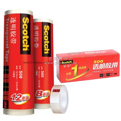 3M 思高透明膠帶500-1/2 12mm×15m 12卷筒裝