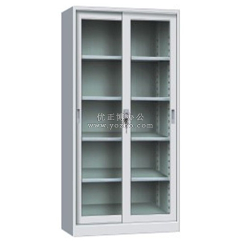 鋼制辦公書柜 LB-W-004全玻璃移門柜 帶鎖鐵皮柜
