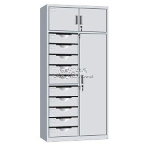 鋼制文件柜 LB-W-030三門十斗柜 帶鎖鐵皮目錄卡片柜