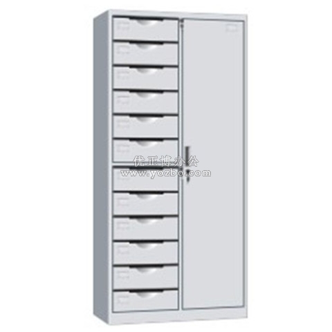 鋼制文件柜 LB-W-031單門十二斗柜 帶鎖鐵皮目錄卡片柜