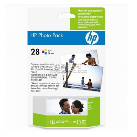 惠普 28號Q8893AA 彩色墨盒+25張高級相紙