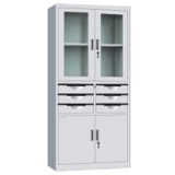 鋼制辦公文件柜 LB-W-016中六斗玻璃柜 帶鎖鐵皮柜