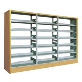 鋼制書架 LB-S-002木護板單柱雙面書架（三組）