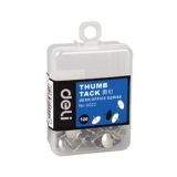 得力0022 銀色圖釘 100枚一盒（塑膠盒）