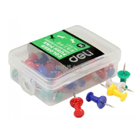 得力0021 彩色工字釘 35枚/盒